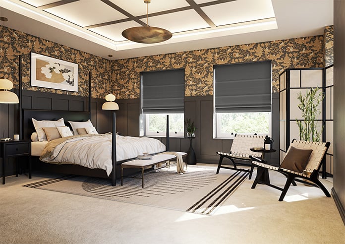 Akoya Faux Silk, Lustre Slate Grey - Motorised Roman Blind - Image 6